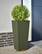 vidaXL Градинска кашпа маслиненозелена 35x35x75 см стомана