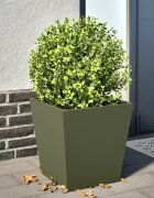 vidaXL Градинска кашпа маслиненозелена 40x40x40 см стомана