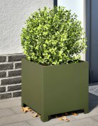 vidaXL Градинска кашпа маслиненозелена 40x40x40 см стомана