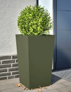 vidaXL Градинска кашпа маслиненозелена 45x45x75 см стомана