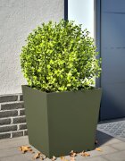 vidaXL Градинска кашпа маслиненозелена 50x50x50 см стомана
