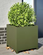 vidaXL Градинска кашпа маслиненозелена 50x50x50 см стомана