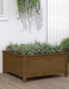 vidaXL Градинска кашпа меденокафява 825x825x39 см бор масив