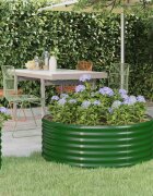 vidaXL Градинска кашпа поцинкована стомана 100x100x36 см зелена