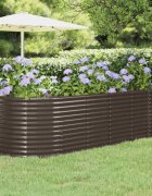 vidaXL Градинска кашпа поцинкована стомана 249x100x68 см кафява