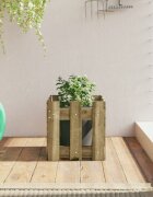 vidaXL Градинска кашпа с дизайн на ограда 30x30x30 см импрегниран бор