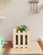 vidaXL Градинска кашпа с дизайн на ограда 40x40x40 см бор масив