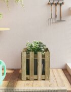 vidaXL Градинска кашпа с дизайн на ограда 40x40x40 см импрегниран бор