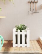 vidaXL Градинска кашпа с дизайн на ограда бяла 40x40x40 см бор масив