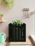 vidaXL Градинска кашпа с дизайн на ограда черна 60x60x60 см бор масив