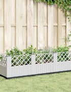 vidaXL Градинска кашпа с колчета бяла 1235x435x435 см PP