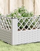 vidaXL Градинска кашпа с колчета бяла 435x435x435 см PP