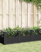 vidaXL Градинска кашпа с колчета черна 1235x435x435 см PP