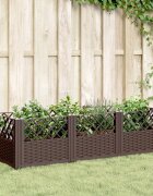 vidaXL Градинска кашпа с колчета кафява 1235x435x435 см PP