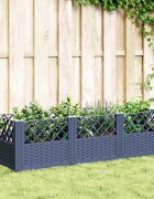 vidaXL Градинска кашпа с колчета синьо сив 1235x435x435 см PP