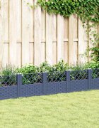 vidaXL Градинска кашпа с колчета синьо сив 3635x435x435 см PP