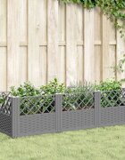 vidaXL Градинска кашпа с колчета светлосива 1235x435x435 см PP