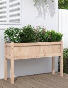 vidaXL Градинска кашпа с крака 110x31x70 см борово дърво масив