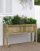 vidaXL Градинска кашпа с крака 110x31x70 см импрегниран бор