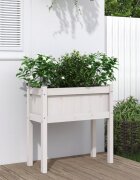 vidaXL Градинска кашпа с крака бели 70x31x70 см бор масив