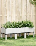 vidaXL Градинска кашпа с крака бяла 120x40x42 см PP
