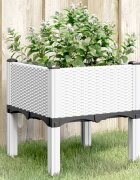 vidaXL Градинска кашпа с крака бяла 40x40x42 см PP