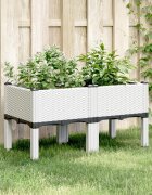 vidaXL Градинска кашпа с крака бяла 80x40x42 см PP