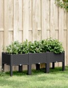 vidaXL Градинска кашпа с крака черна 120x40x42 см PP