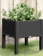 vidaXL Градинска кашпа с крака черна 40x40x42 см PP