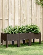 vidaXL Градинска кашпа с крака кафява 120x40x42 см PP