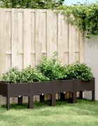 vidaXL Градинска кашпа с крака кафява 160x40x42 см PP