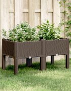 vidaXL Градинска кашпа с крака кафява 80x40x42 см PP