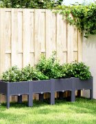vidaXL Градинска кашпа с крака синьо сив 160x40x42 см PP
