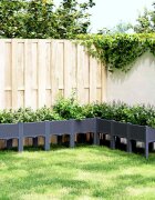 vidaXL Градинска кашпа с крака синьо сив 200x160x42 см PP
