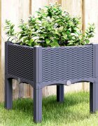 vidaXL Градинска кашпа с крака синьо сив 40x40x42 см PP