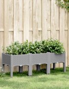 vidaXL Градинска кашпа с крака светлосива 120x40x42 см PP