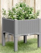 vidaXL Градинска кашпа с крака светлосива 40x40x42 см PP
