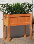 vidaXL Градинска кашпа с крака восъчнокафяв 70x31x70 см бор масив