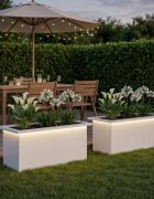 vidaXL Градинска кашпа с LED осветление 2 бр. Бяло 30 × 60 × 30 см