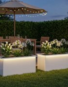 vidaXL Градинска кашпа с LED осветление 2 бр. Бяло 40 x 80 x 40 cm