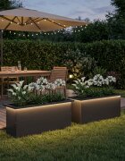 vidaXL Градинска кашпа с LED осветление 2 бр. Черно 30 × 100 × 30 см