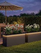 vidaXL Градинска кашпа с LED осветление 2 бр. Черно 30 x 80 x 30 см