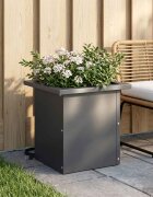 vidaXL Градинска кашпа с LED осветление Антрацит 30 x 30 x 30 cm