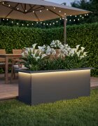 vidaXL Градинска кашпа с LED осветление Антрацит 30 x 80 x 30 см