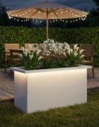 vidaXL Градинска кашпа с LED осветление Бяло 30 × 60 × 30 см Стомана