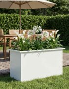 vidaXL Градинска кашпа с LED осветление Бяло 40 x 80 x 40 cm Стомана