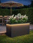 vidaXL Градинска кашпа с LED осветление Черно 30 x 60 x 30 см Стомана