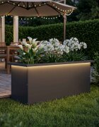 vidaXL Градинска кашпа с LED осветление Черно 30 x 80 x 30 см Стомана