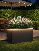 vidaXL Градинска кашпа с LED осветление Черно 40 x 80 x 40 cm Стомана
