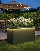 vidaXL Градинска кашпа с LED осветление Маслиненозелено
